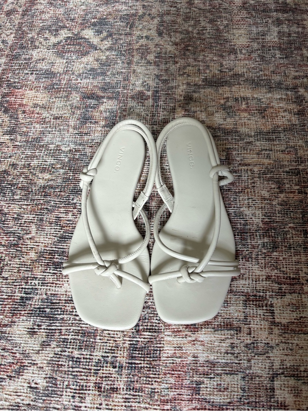 Vince White Knotted Strap Sandals for Women 7.5